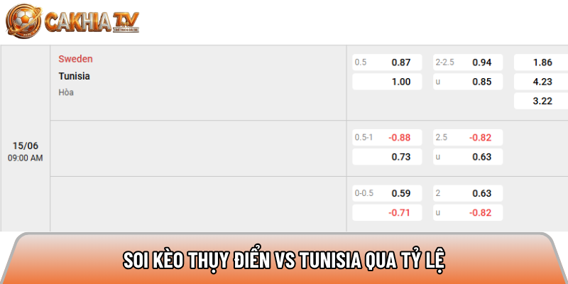 Soi kèo Thụy Điển vs Tunisia qua tỷ lệ 